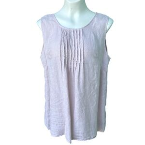 Laura Bianchi Linen Pintuck Sleeveless Top Womens Large Pale Pink Made in Italy